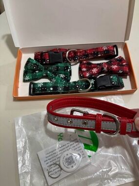 Holiday Plaid Bow Tie/Pet Collar Set - Reflective Collar